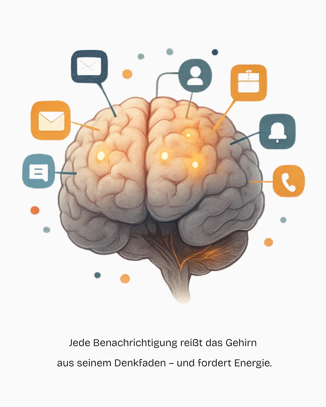 Symbolbild Gehirn, ständige Unterbrechungen.