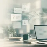 Frau am Schreibtisch arbeitet mit K I